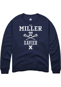 Mya Miller  Rally Xavier Musketeers Mens Navy Blue NIL Sport Icon Long Sleeve Crew Sweatshirt