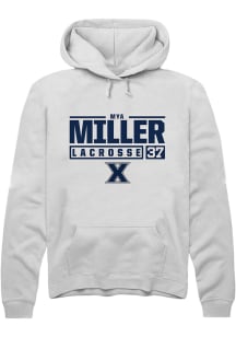 Mya Miller  Rally Xavier Musketeers Mens White NIL Stacked Box Long Sleeve Hoodie