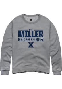 Mya Miller  Rally Xavier Musketeers Mens Grey NIL Stacked Box Long Sleeve Crew Sweatshirt