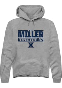 Mya Miller  Rally Xavier Musketeers Mens Grey NIL Stacked Box Long Sleeve Hoodie