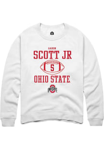 Aaron Scott Jr Rally Mens White Ohio State Buckeyes NIL Sport Icon Crew Sweatshirt