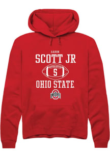 Aaron Scott Jr Rally Mens Red Ohio State Buckeyes NIL Sport Icon Hooded Sweatshirt
