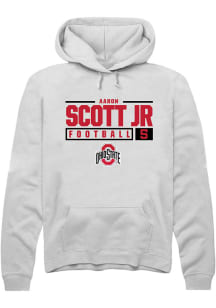 Aaron Scott Jr Rally Mens White Ohio State Buckeyes NIL Stacked Box Hooded Sweatshirt