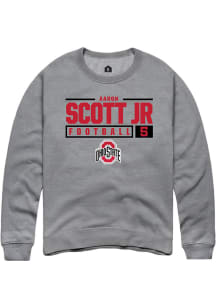 Aaron Scott Jr Rally Mens Graphite Ohio State Buckeyes NIL Stacked Box Crew Sweatshirt
