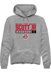 Aaron Scott Jr Rally Mens Graphite Ohio State Buckeyes NIL Stacked Box Hooded Sweatshirt