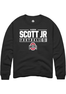 Aaron Scott Jr Rally Mens Black Ohio State Buckeyes NIL Stacked Box Crew Sweatshirt