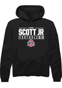 Aaron Scott Jr Rally Mens Black Ohio State Buckeyes NIL Stacked Box Hooded Sweatshirt