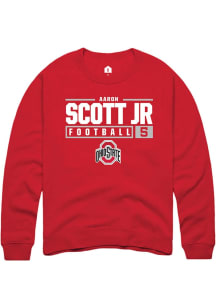 Aaron Scott Jr Rally Mens Red Ohio State Buckeyes NIL Stacked Box Crew Sweatshirt