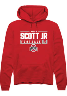 Aaron Scott Jr Rally Mens Red Ohio State Buckeyes NIL Stacked Box Hooded Sweatshirt