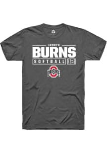 Jasmyn Burns  Ohio State Buckeyes Dark Grey Rally NIL Stacked Box Short Sleeve T Shirt