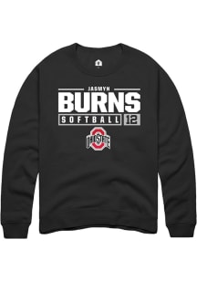 Jasmyn Burns  Rally Ohio State Buckeyes Mens Black NIL Stacked Box Long Sleeve Crew Sweatshirt