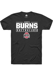 Jasmyn Burns  Ohio State Buckeyes Black Rally NIL Stacked Box Short Sleeve T Shirt