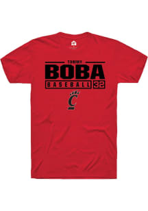 Tommy Boba  Cincinnati Bearcats Black Rally NIL Stacked Box Short Sleeve T Shirt