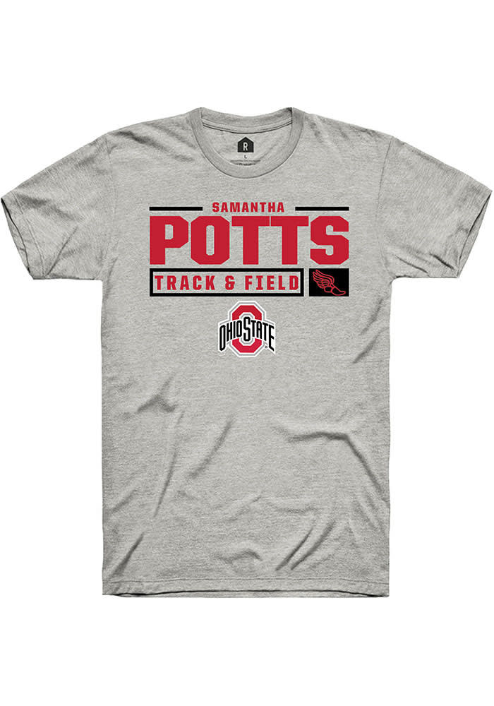 Samantha Potts  Ohio State Buckeyes Ash Rally NIL Stacked Box Short Sleeve T Shirt