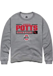 Samantha Potts  Rally Ohio State Buckeyes Mens Grey NIL Stacked Box Long Sleeve Crew Sweatshirt