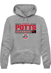 Samantha Potts  Rally Ohio State Buckeyes Mens Grey NIL Stacked Box Long Sleeve Hoodie