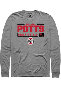 Samantha Potts  Ohio State Buckeyes Grey Rally NIL Stacked Box Long Sleeve T Shirt
