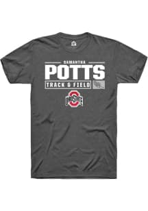 Samantha Potts  Ohio State Buckeyes Dark Grey Rally NIL Stacked Box Short Sleeve T Shirt