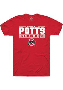 Samantha Potts  Ohio State Buckeyes Red Rally NIL Stacked Box Short Sleeve T Shirt