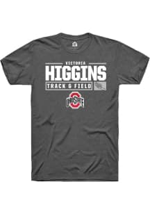Victoria Higgins  Ohio State Buckeyes Dark Grey Rally NIL Stacked Box Short Sleeve T Shirt