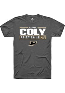 Bakyne Coly Dark Grey Purdue Boilermakers NIL Stacked Box Short Sleeve T Shirt