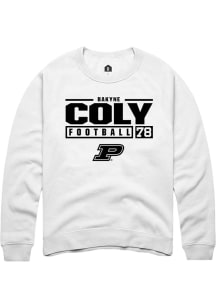 Bakyne Coly Rally Mens White Purdue Boilermakers NIL Stacked Box Crew Sweatshirt