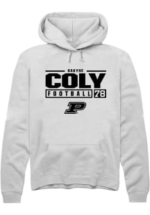 Bakyne Coly Rally Mens White Purdue Boilermakers NIL Stacked Box Hooded Sweatshirt