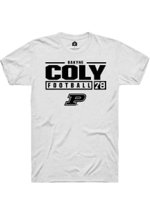 Bakyne Coly White Purdue Boilermakers NIL Stacked Box Short Sleeve T Shirt