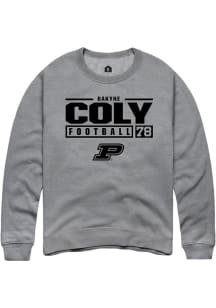 Bakyne Coly Rally Mens Graphite Purdue Boilermakers NIL Stacked Box Crew Sweatshirt