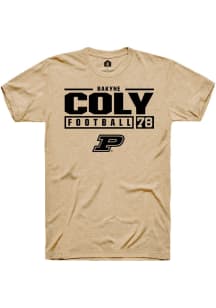 Bakyne Coly Gold Purdue Boilermakers NIL Stacked Box Short Sleeve T Shirt