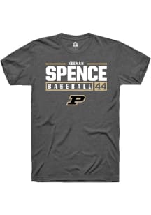 Keenan Spence Dark Grey Purdue Boilermakers NIL Stacked Box Short Sleeve T Shirt
