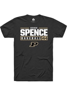 Keenan Spence Black Purdue Boilermakers NIL Stacked Box Short Sleeve T Shirt