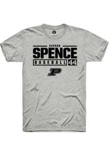 Keenan Spence Ash Purdue Boilermakers NIL Stacked Box Short Sleeve T Shirt