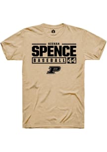 Keenan Spence Gold Purdue Boilermakers NIL Stacked Box Short Sleeve T Shirt