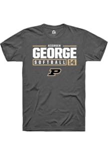 Kiersen George  Purdue Boilermakers Dark Grey Rally NIL Stacked Box Short Sleeve T Shirt