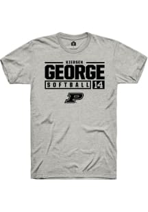 Kiersen George  Purdue Boilermakers Grey Rally NIL Stacked Box Short Sleeve T Shirt