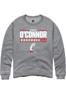 Tommy O'Connor  Rally Cincinnati Bearcats Mens Graphite NIL Stacked Box Long Sleeve Crew Sweatsh..