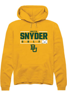 Britta Snyder  Rally Baylor Bears Mens Gold NIL Stacked Box Long Sleeve Hoodie