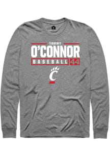 Tommy O'Connor  Cincinnati Bearcats Grey Rally NIL Stacked Box Long Sleeve T Shirt