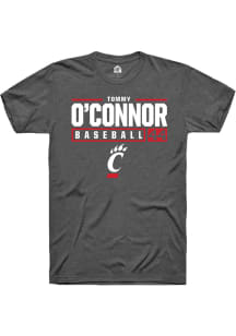 Tommy O'Connor  Cincinnati Bearcats Dark Grey Rally NIL Stacked Box Short Sleeve T Shirt