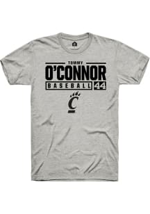 Tommy O'Connor  Cincinnati Bearcats Ash Rally NIL Stacked Box Short Sleeve T Shirt