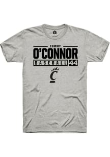 Tommy O'Connor Ash Cincinnati Bearcats NIL Stacked Box Short Sleeve T Shirt