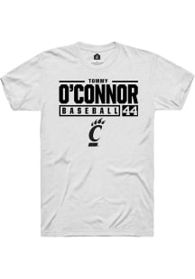 Tommy O'Connor White Cincinnati Bearcats NIL Stacked Box Short Sleeve T Shirt