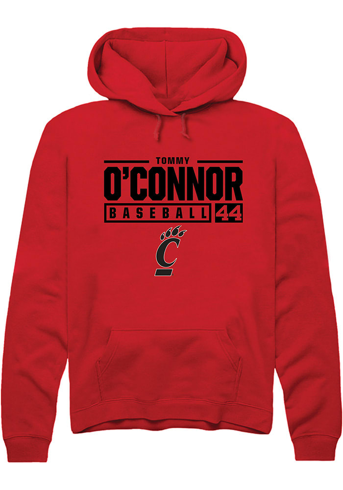 Tommy O'Connor Rally Cincinnati Bearcats Mens Red NIL Stacked Box Long Sleeve Hoodie