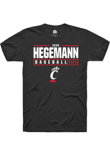 Josh Hegemann  Cincinnati Bearcats Black Rally NIL Stacked Box Short Sleeve T Shirt