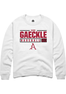 Gabe Gaeckle  Rally Arkansas Razorbacks Mens White NIL Stacked Box Long Sleeve Crew Sweatshirt