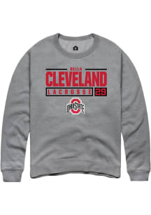 Bella Cleveland  Rally Ohio State Buckeyes Mens Grey NIL Stacked Box Long Sleeve Crew Sweatshirt