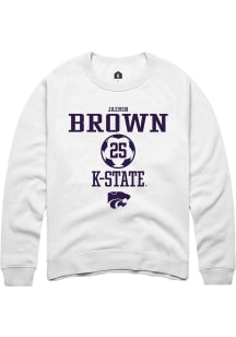 Jazmin Brown  Rally K-State Wildcats Mens White NIL Sport Icon Long Sleeve Crew Sweatshirt