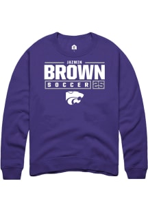 Jazmin Brown  Rally K-State Wildcats Mens Purple NIL Stacked Box Long Sleeve Crew Sweatshirt