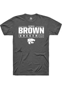 Jazmin Brown  K-State Wildcats Dark Grey Rally NIL Stacked Box Short Sleeve T Shirt